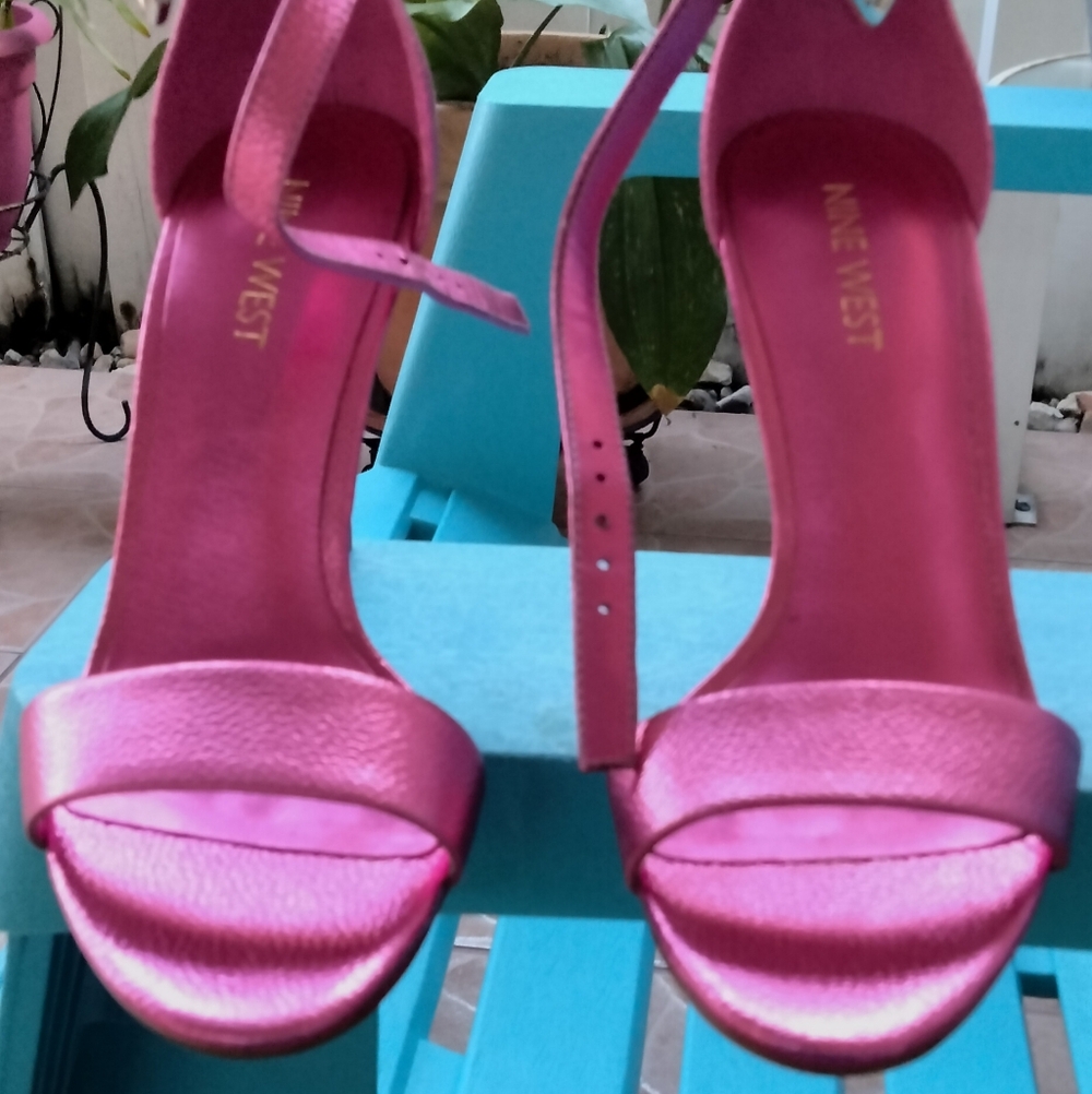 Nine West Fushia Metallic Ankle-Strap Heels